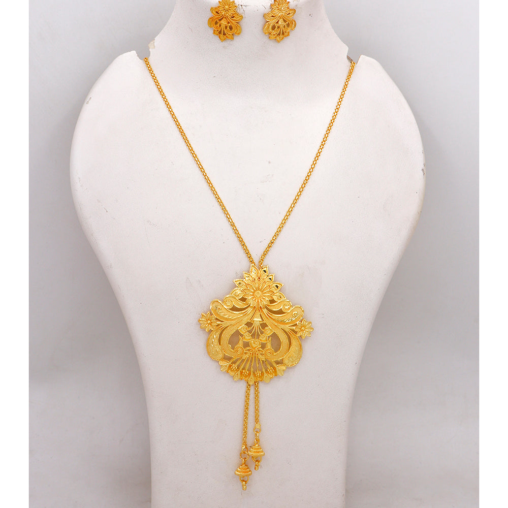 Mahavir Traditional Gold Forming Necklace Set