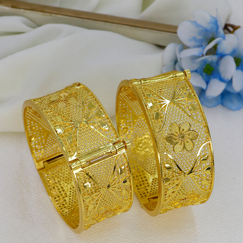 Mahavir Dye Gold Plated Designer Openable Bangles Set (Pack of 12)