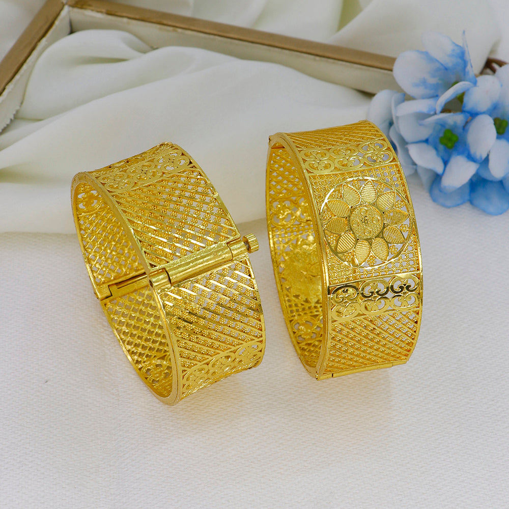 Mahavir Dye Gold Plated Designer Openable Bangles Set (Pack of 12)