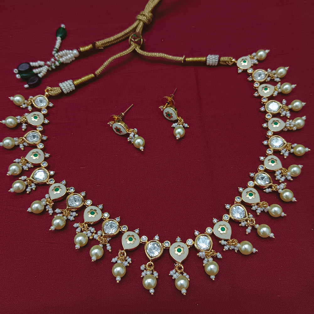 Arham Designer Polki Kundan Necklace Set with Premium Glamorous Finish