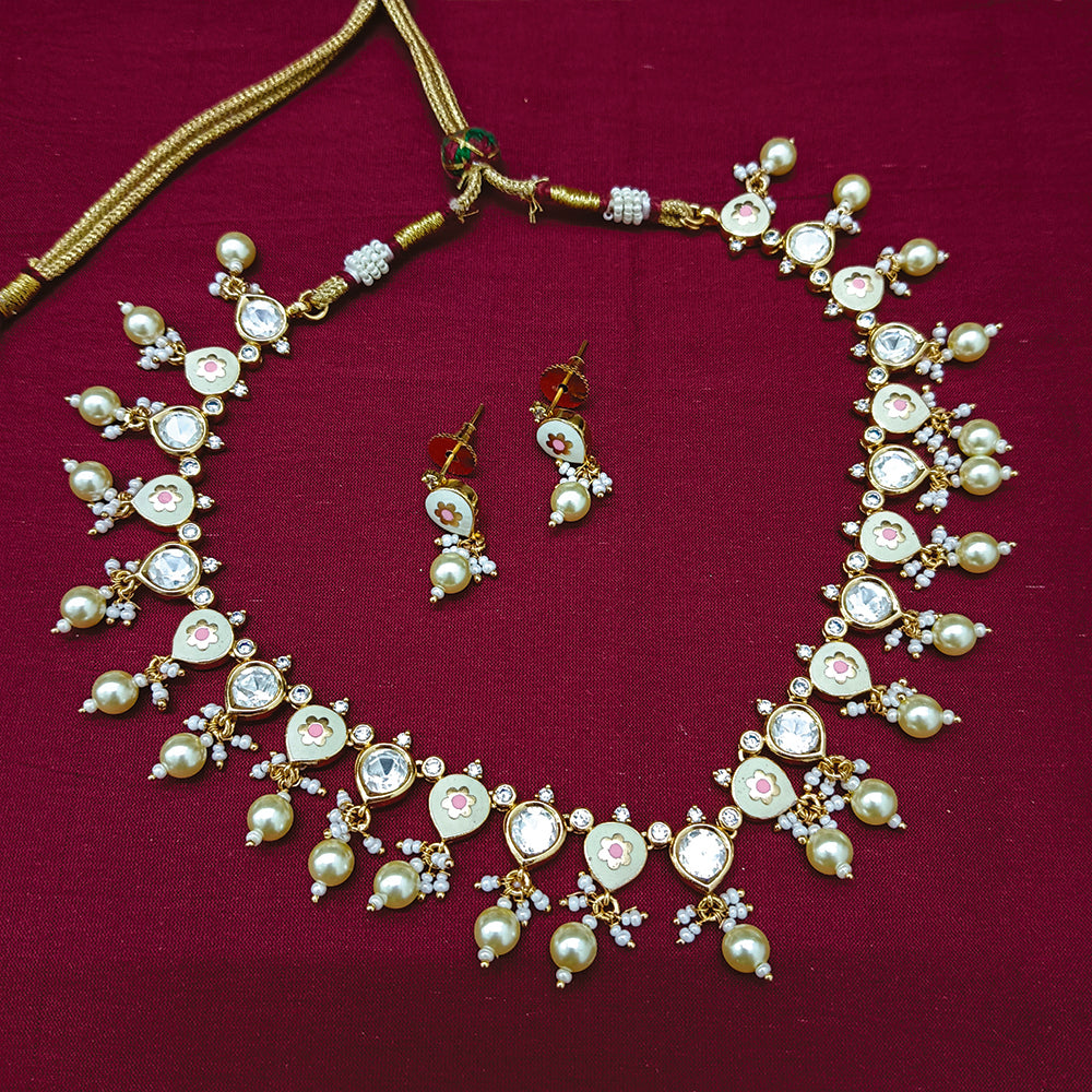 Arham Designer Polki Kundan Necklace Set with Premium Glamorous Finish