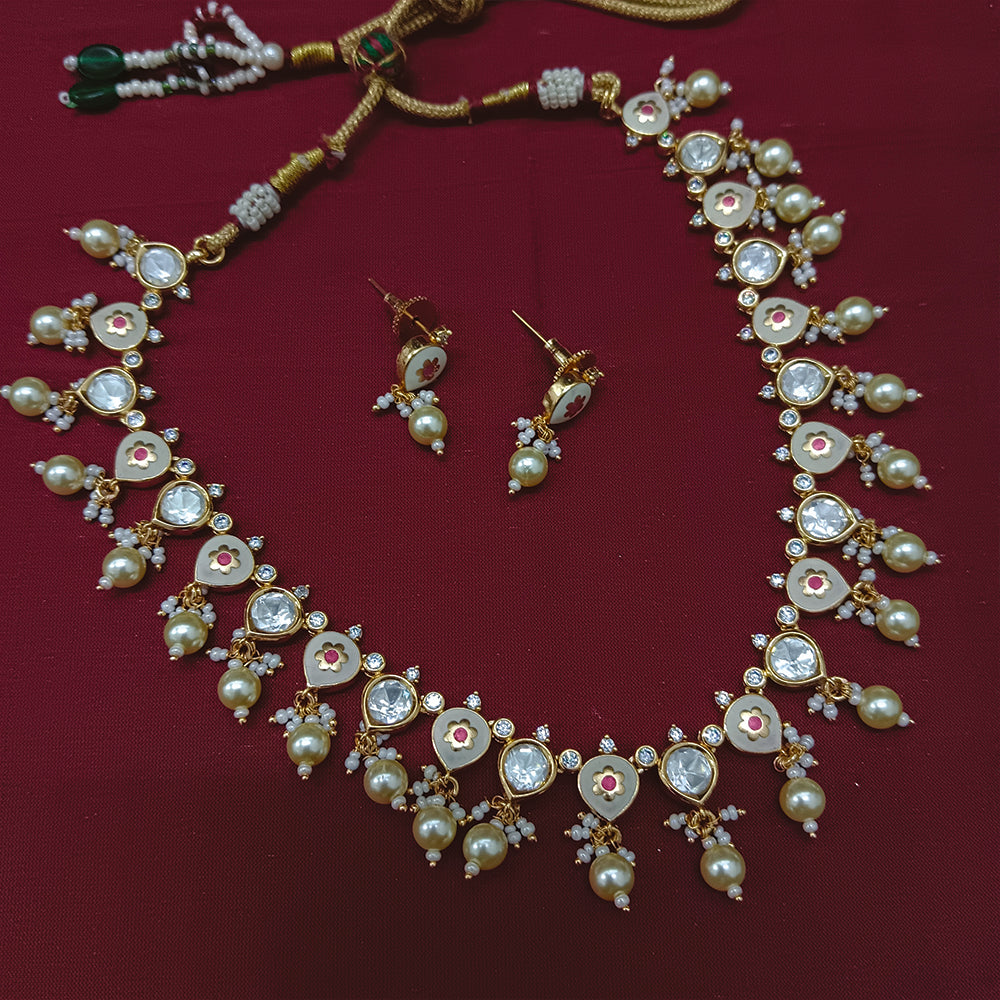 Arham Designer Polki Kundan Necklace Set with Premium Glamorous Finish