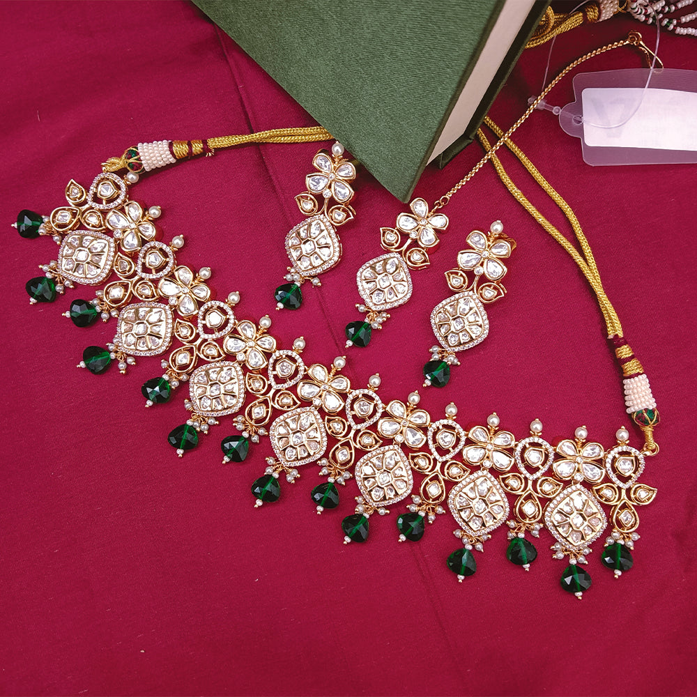 Arham Designer Polki Kundan Necklace Set with Premium Glamorous Finish