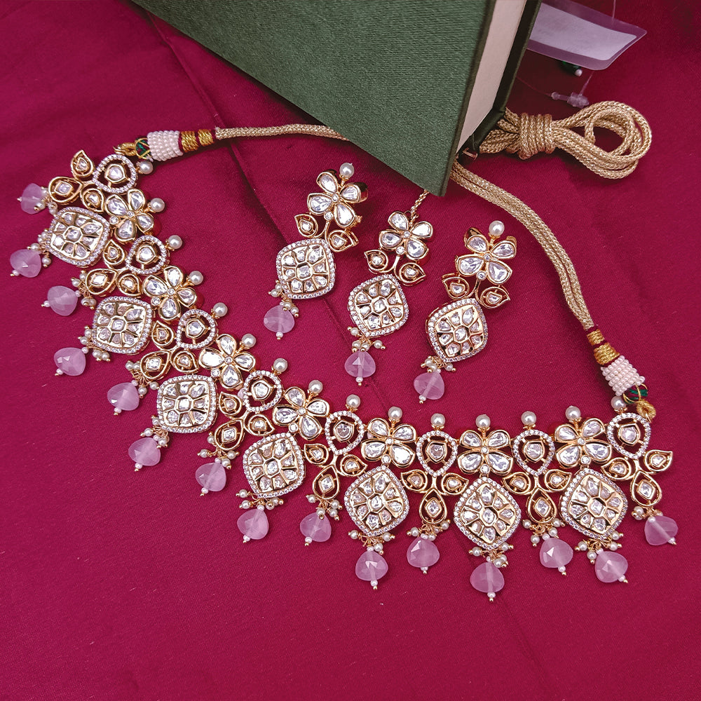 Arham Designer Polki Kundan Necklace Set with Premium Glamorous Finish
