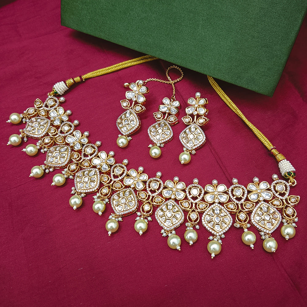 Arham Designer Polki Kundan Necklace Set with Premium Glamorous Finish