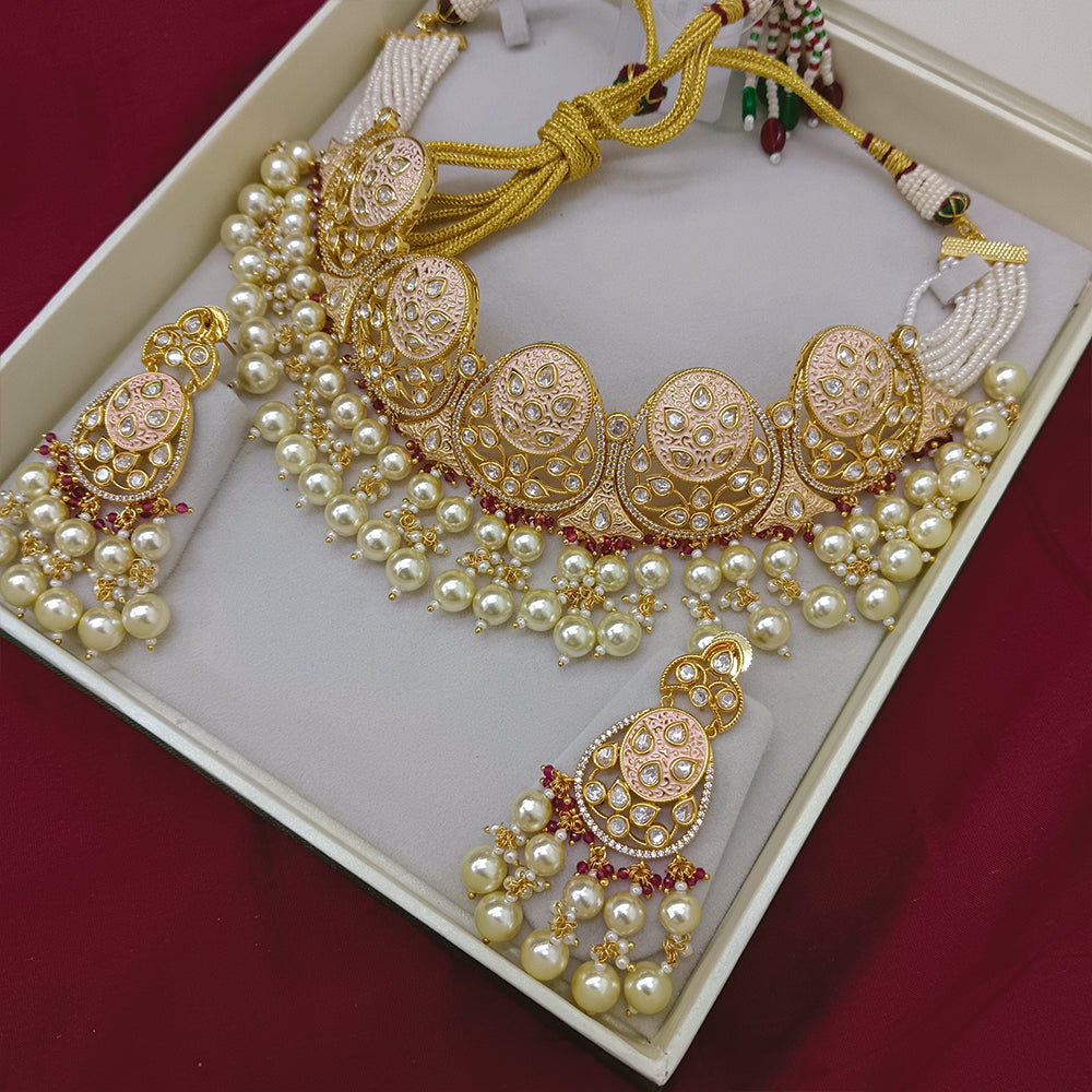 Arham Designer Polki Kundan Necklace Set with Premium Glamorous Finish