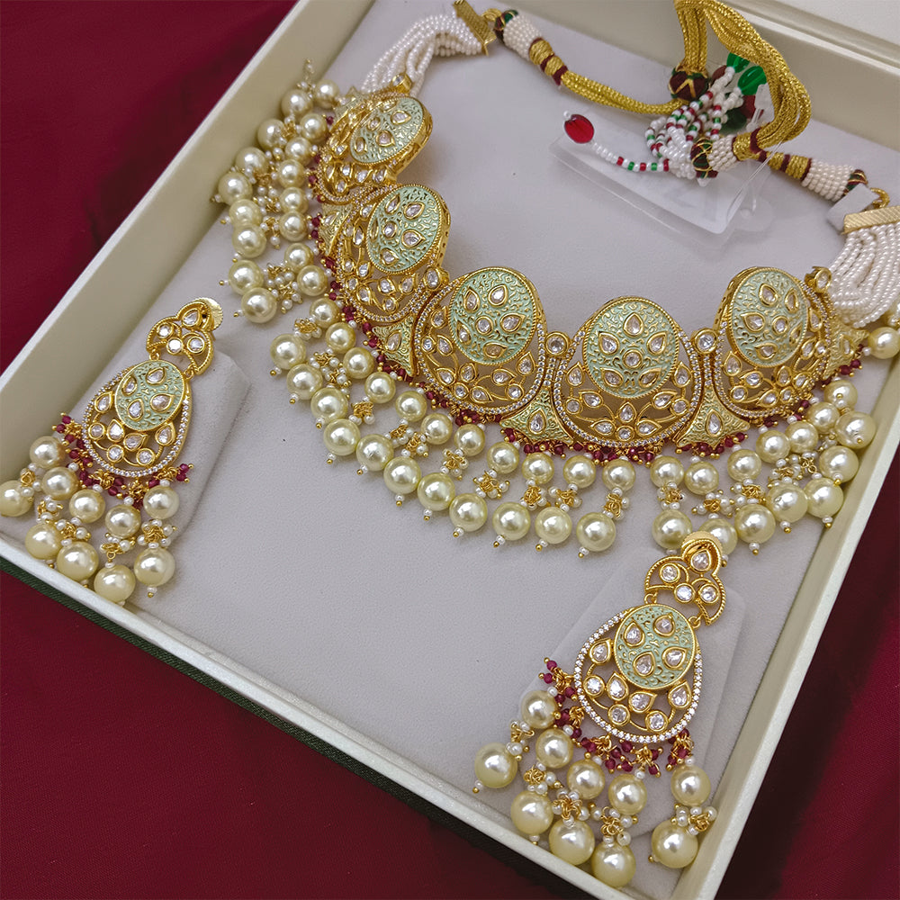 Arham Designer Polki Kundan Necklace Set with Premium Glamorous Finish