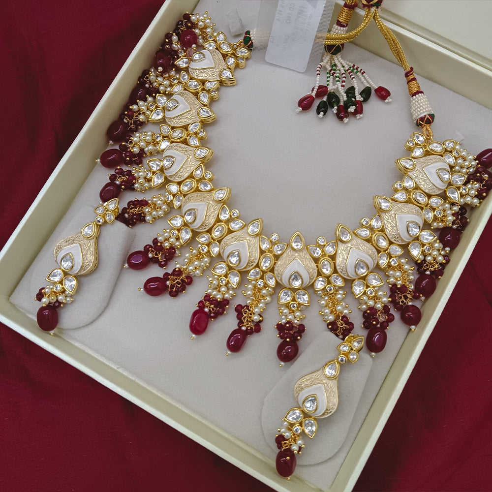 Arham Designer Polki Kundan Necklace Set with Premium Glamorous Finish