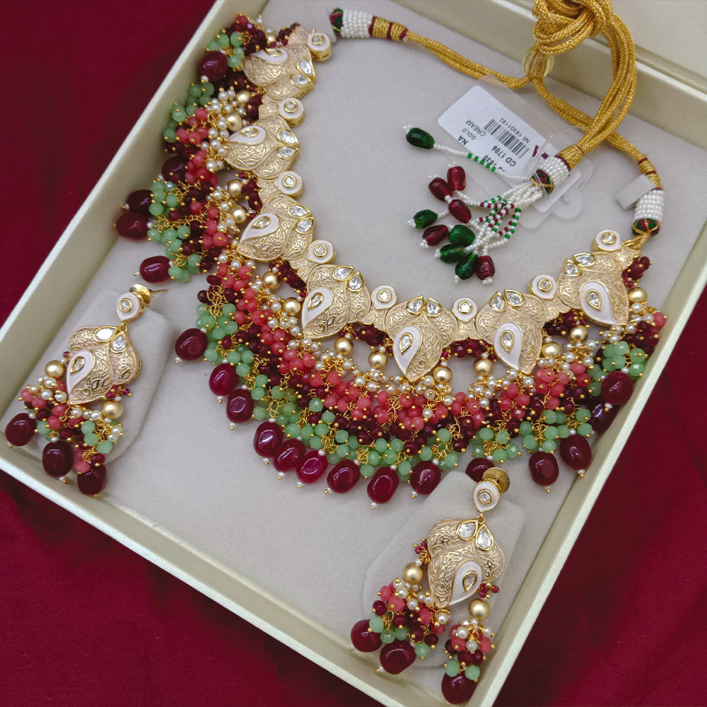 Arham Designer Polki Kundan Necklace Set with Premium Glamorous Finish