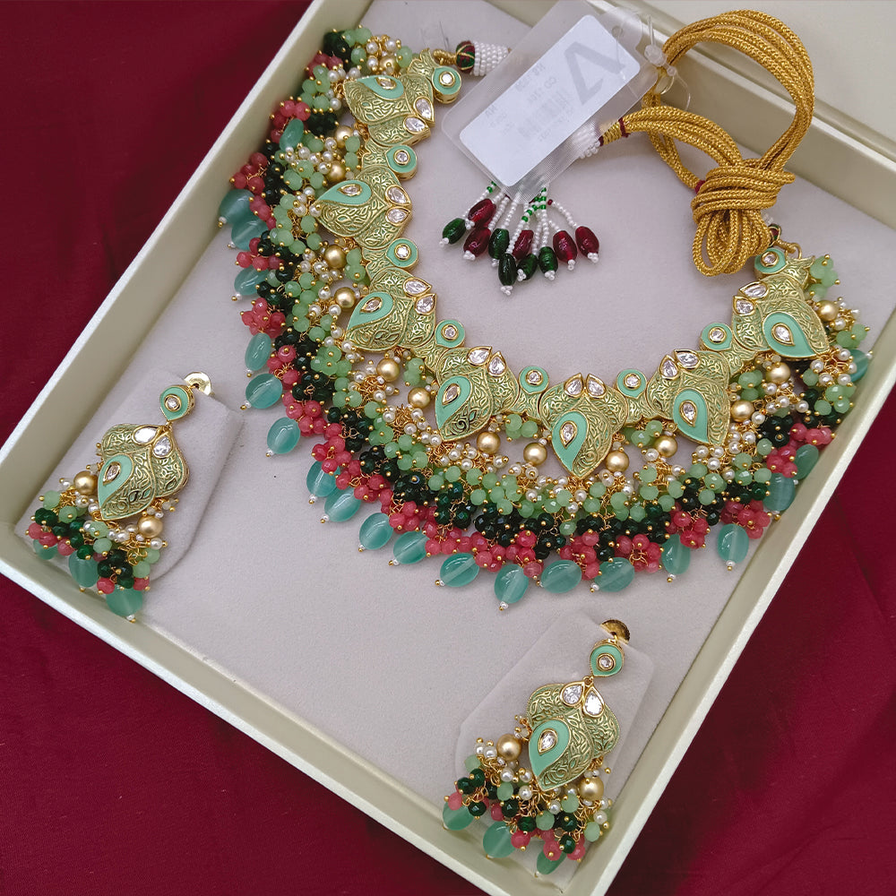 Arham Designer Polki Kundan Necklace Set with Premium Glamorous Finish