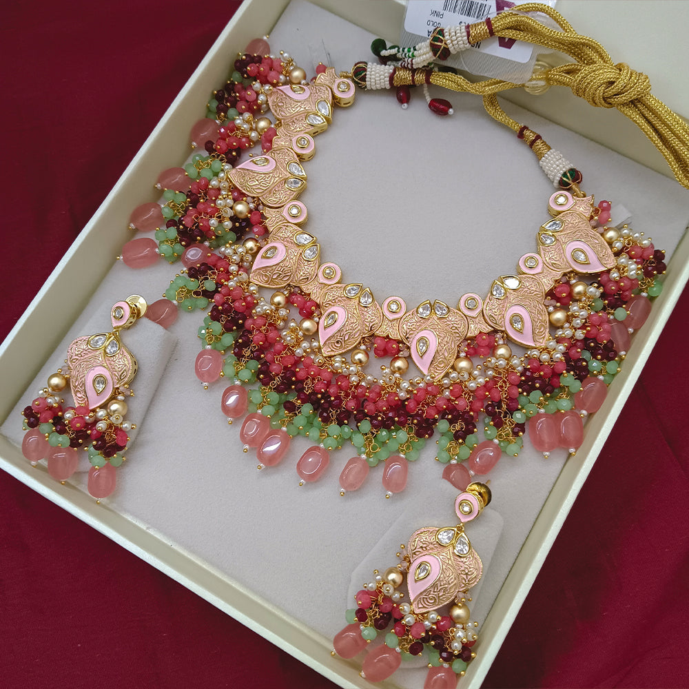 Arham Designer Polki Kundan Necklace Set with Premium Glamorous Finish