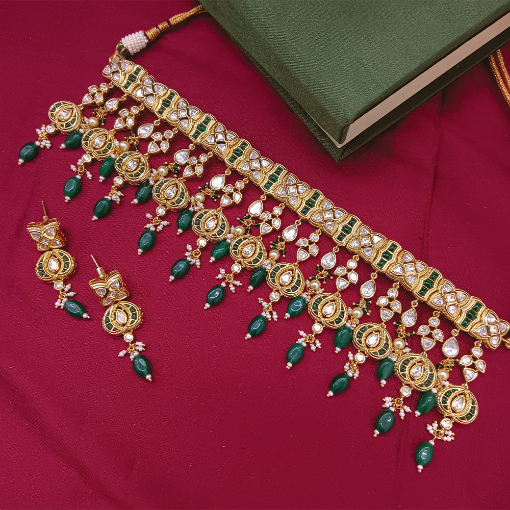 Arham Designer Polki Kundan Necklace Set with Premium Glamorous Finish