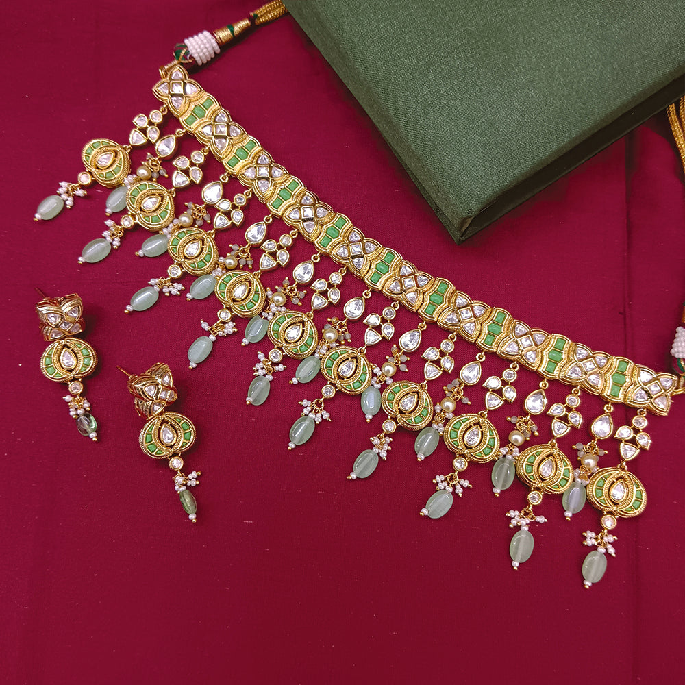 Arham Designer Polki Kundan Necklace Set with Premium Glamorous Finish