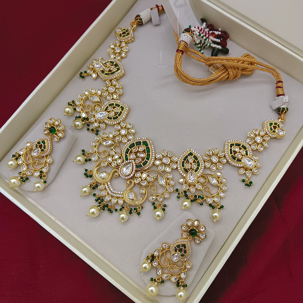 Arham Designer Polki Kundan Necklace Set with Premium Glamorous Finish