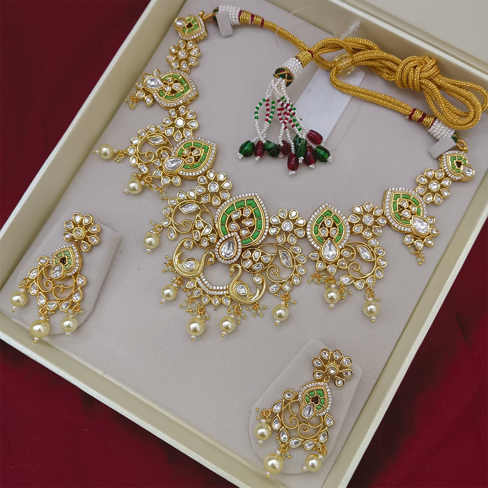 Arham Designer Polki Kundan Necklace Set with Premium Glamorous Finish