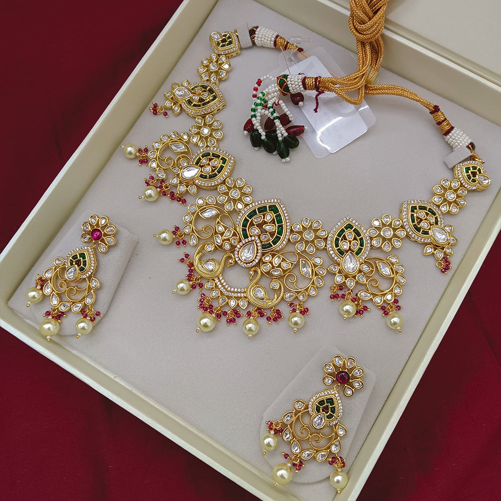Arham Designer Polki Kundan Necklace Set with Premium Glamorous Finish