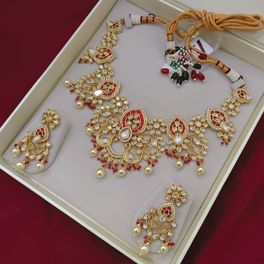 Arham Designer Polki Kundan Necklace Set with Premium Glamorous Finish