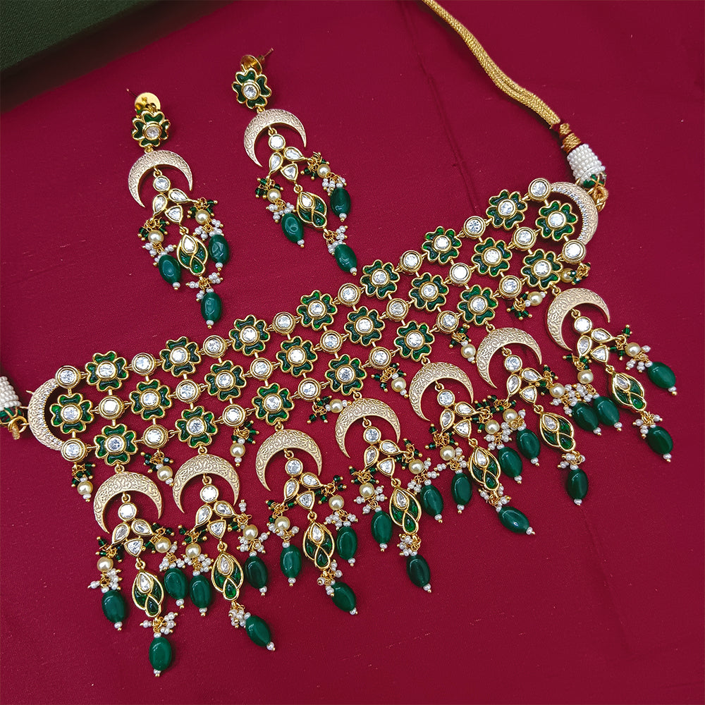 Arham Designer Polki Kundan Necklace Set with Premium Glamorous Finish