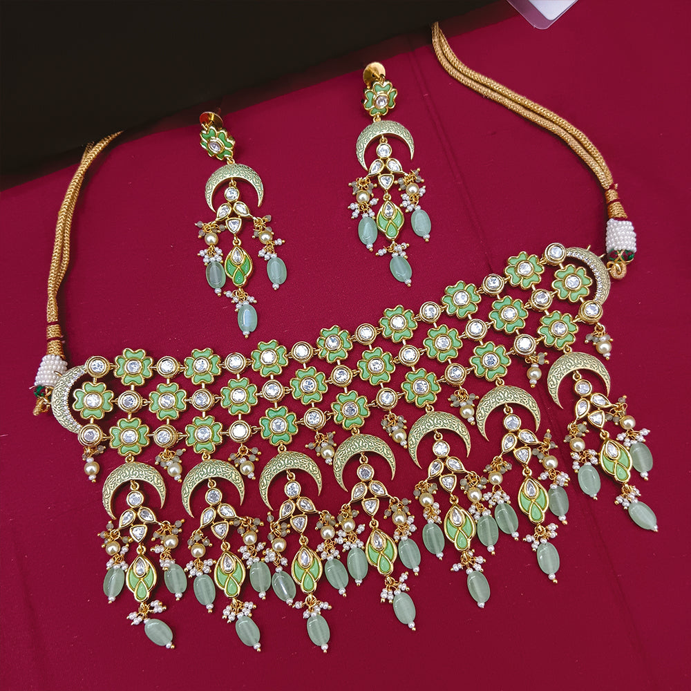Arham Designer Polki Kundan Necklace Set with Premium Glamorous Finish