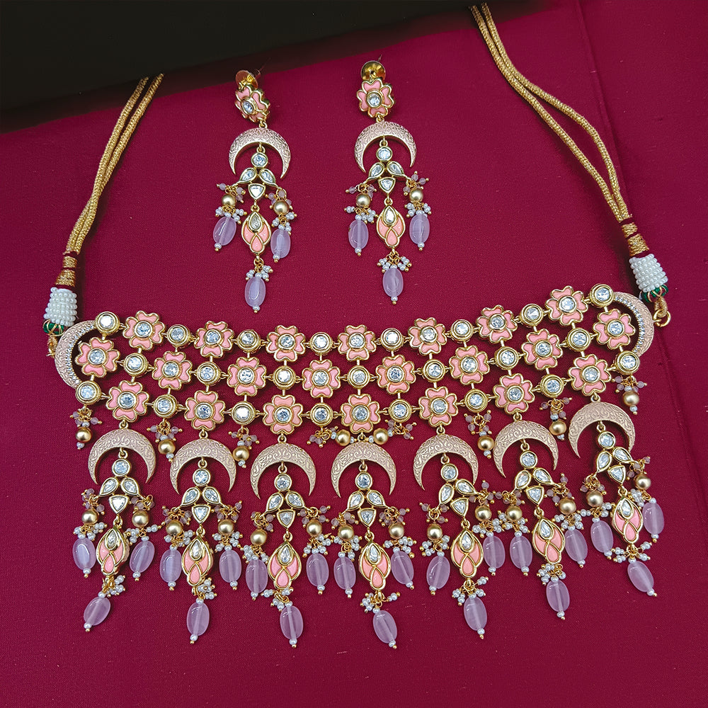 Arham Designer Polki Kundan Necklace Set with Premium Glamorous Finish
