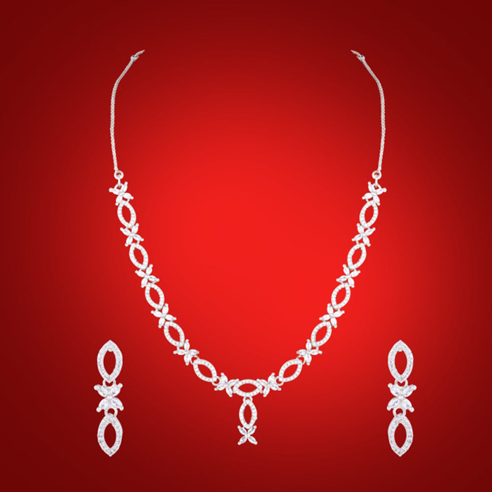 DNJ Jewelry Elegant American Diamond Statement Necklace Set Women & Girls