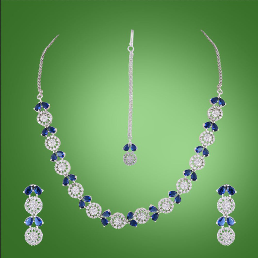 DNJ Jewelry Elegant American Diamond Statement Necklace Set Women & Girls
