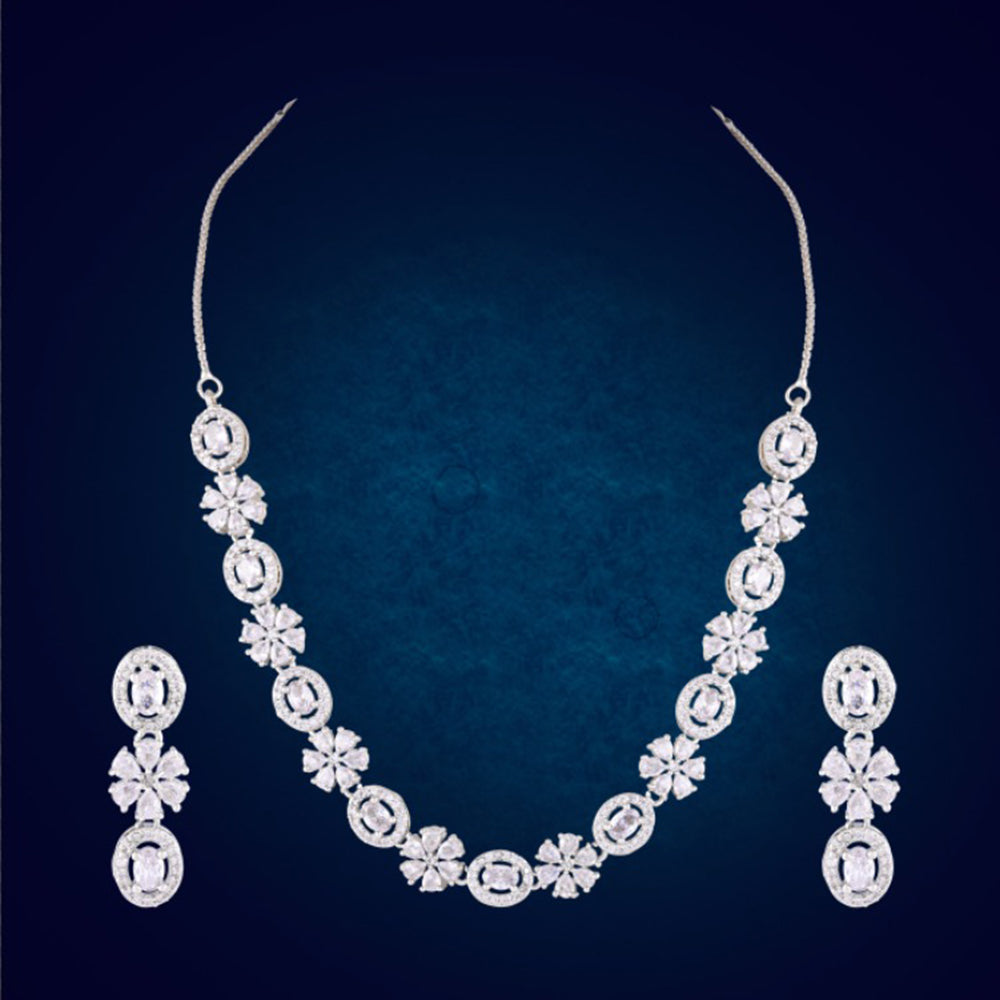 DNJ Jewelry Elegant American Diamond Statement Necklace Set Women & Girls