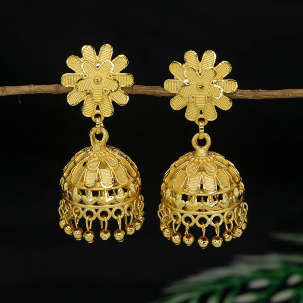 Mahavir Forming Look Wear Jhumki Mahavir DYE Gold Plated Premium Pearl Jhumki Earrings (Pack of 6)
