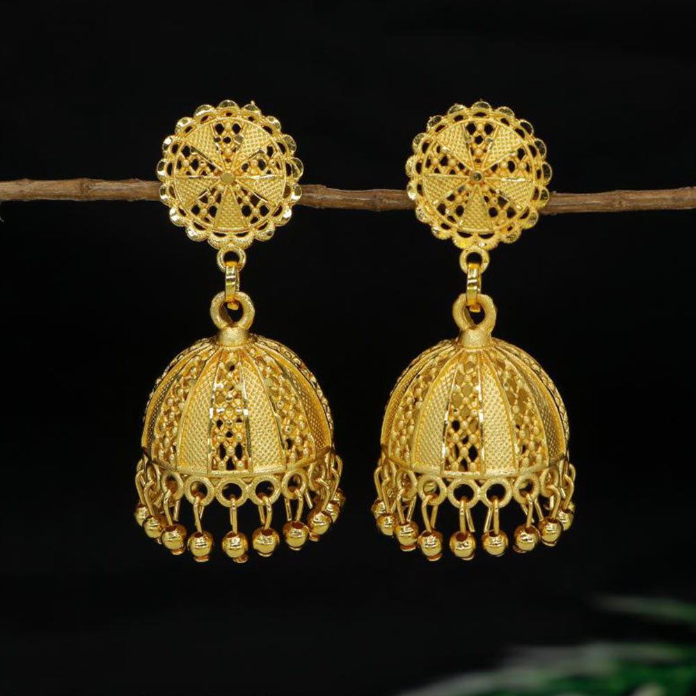 Mahavir Forming Look Wear Jhumki Mahavir DYE Gold Plated Premium Pearl Jhumki Earrings (Pack of 6)