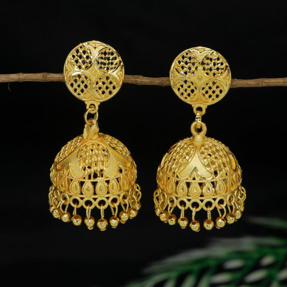 Mahavir Forming Look Wear Jhumki Mahavir DYE Gold Plated Premium Pearl Jhumki Earrings (Pack of 6)