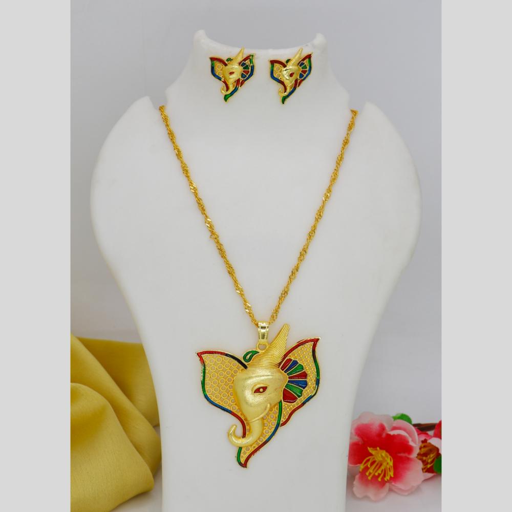 Mahavir Dye Gold Plated Meenakari Designer Chain Pendant Set (Pack of 6)