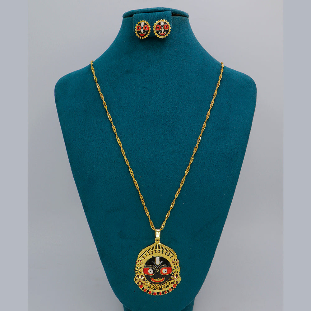 Mahavir Dye Gold Plated Meenakari Designer Chain Pendant Set
