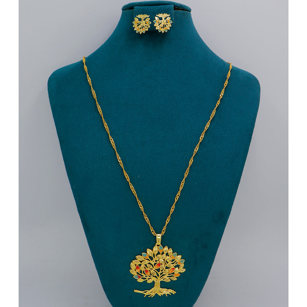 Mahavir Gold Meenakari Chain Pendant Set