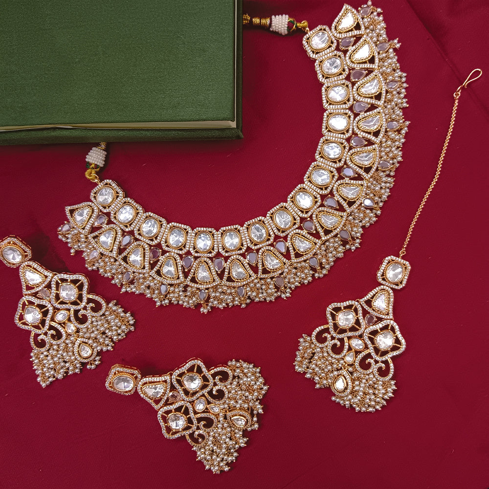 Arham Designer Polki Kundan Necklace Set with Premium Glamorous Finish