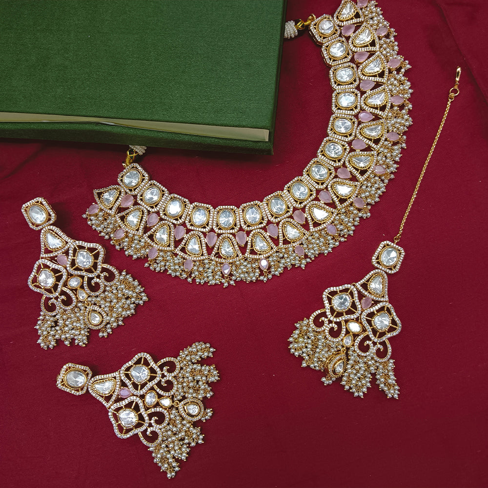 Arham Designer Polki Kundan Necklace Set with Premium Glamorous Finish