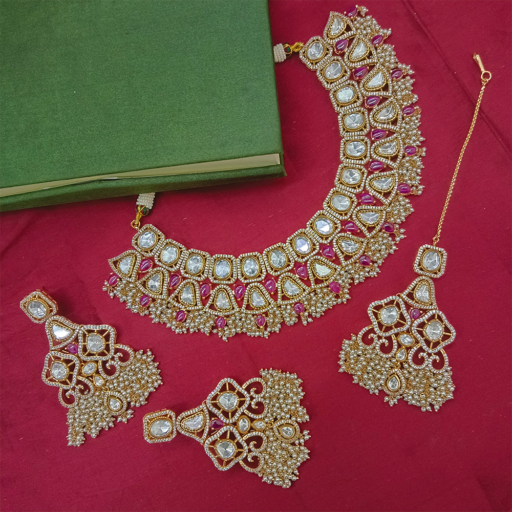Arham Designer Polki Kundan Necklace Set with Premium Glamorous Finish