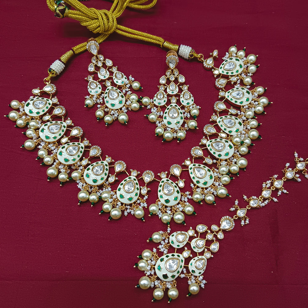 Arham Designer Polki Kundan Necklace Set with Premium Glamorous Finish