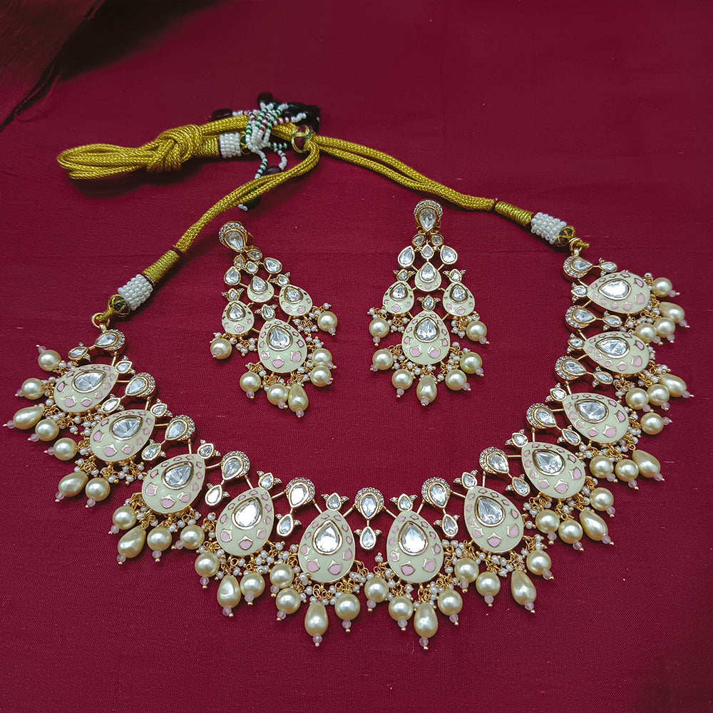 Arham Designer Polki Kundan Necklace Set with Premium Glamorous Finish