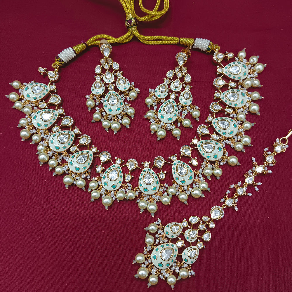 Arham Designer Polki Kundan Necklace Set with Premium Glamorous Finish