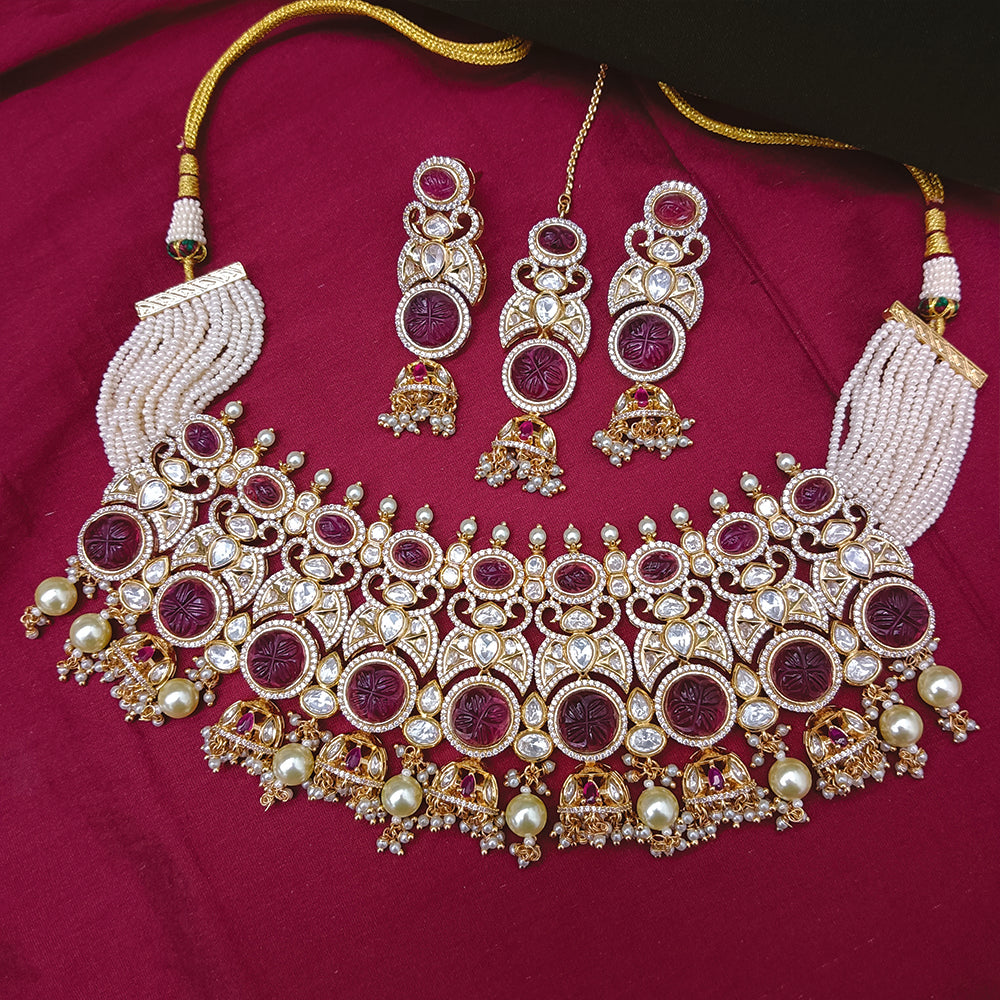 Arham Designer Polki Kundan Necklace Set with Premium Glamorous Finish