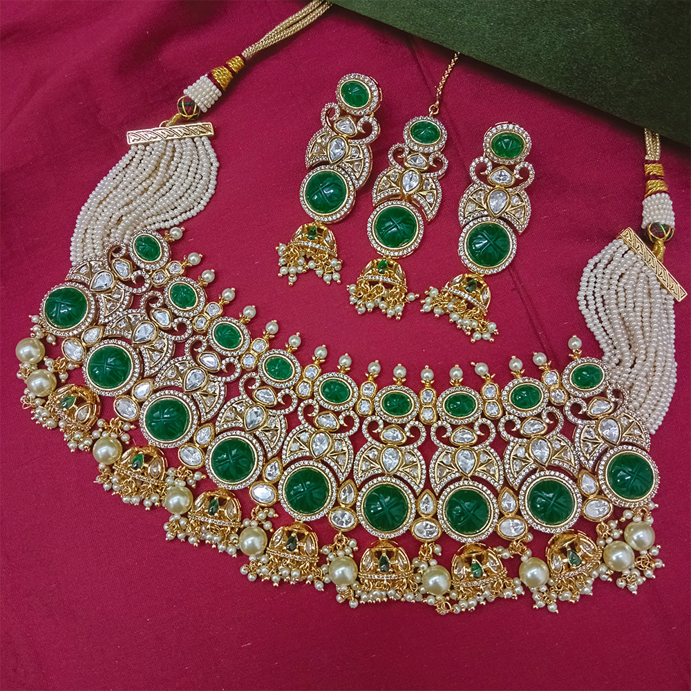 Arham Designer Polki Kundan Necklace Set with Premium Glamorous Finish