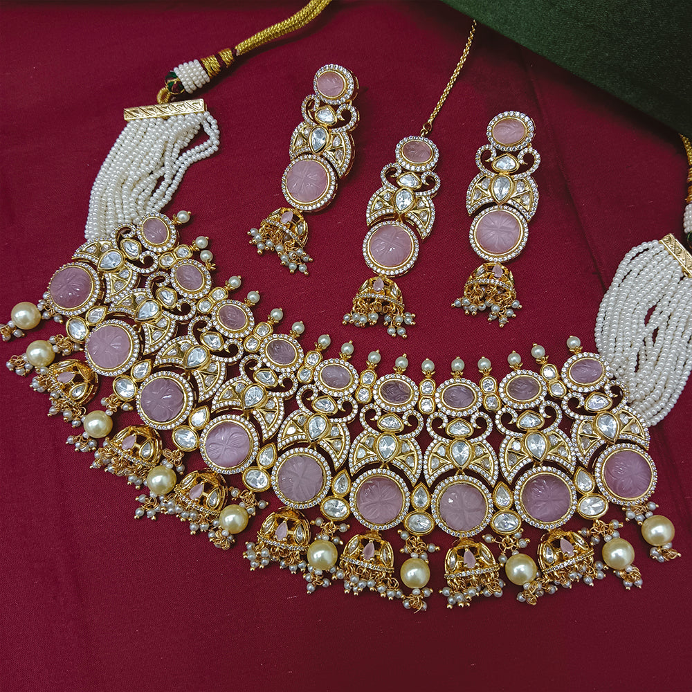 Arham Designer Polki Kundan Necklace Set with Premium Glamorous Finish