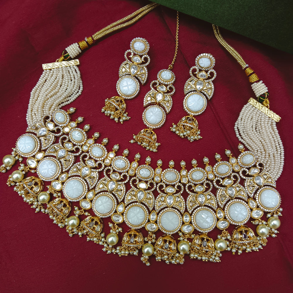 Arham Designer Polki Kundan Necklace Set with Premium Glamorous Finish