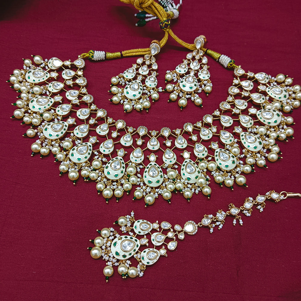 Arham Designer Polki Kundan Necklace Set with Premium Glamorous Finish