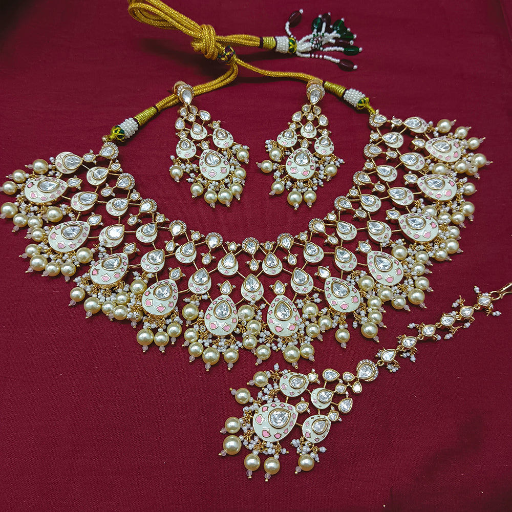 Arham Designer Polki Kundan Necklace Set with Premium Glamorous Finish