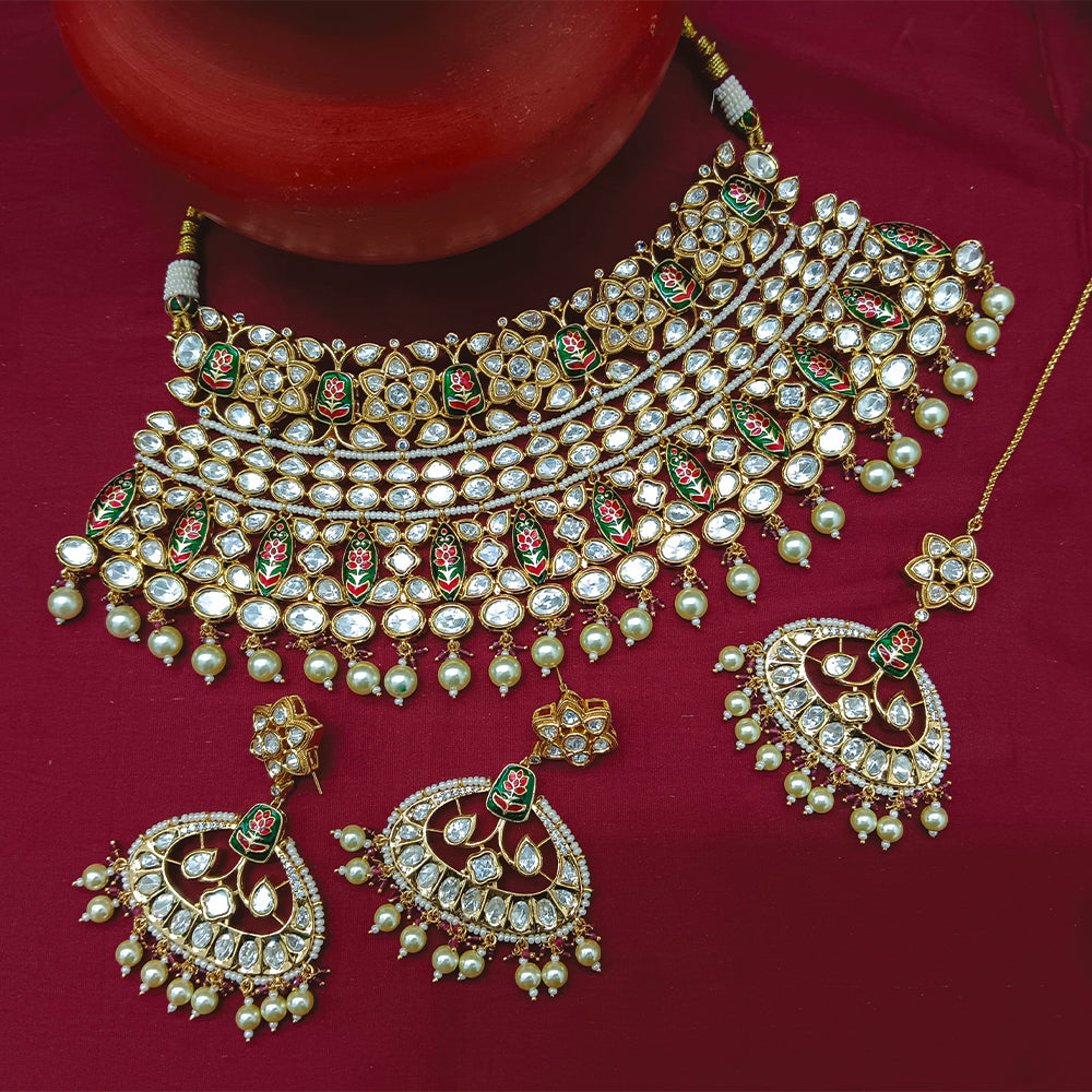 Arham Designer Polki Kundan Necklace Set with Premium Glamorous Finish