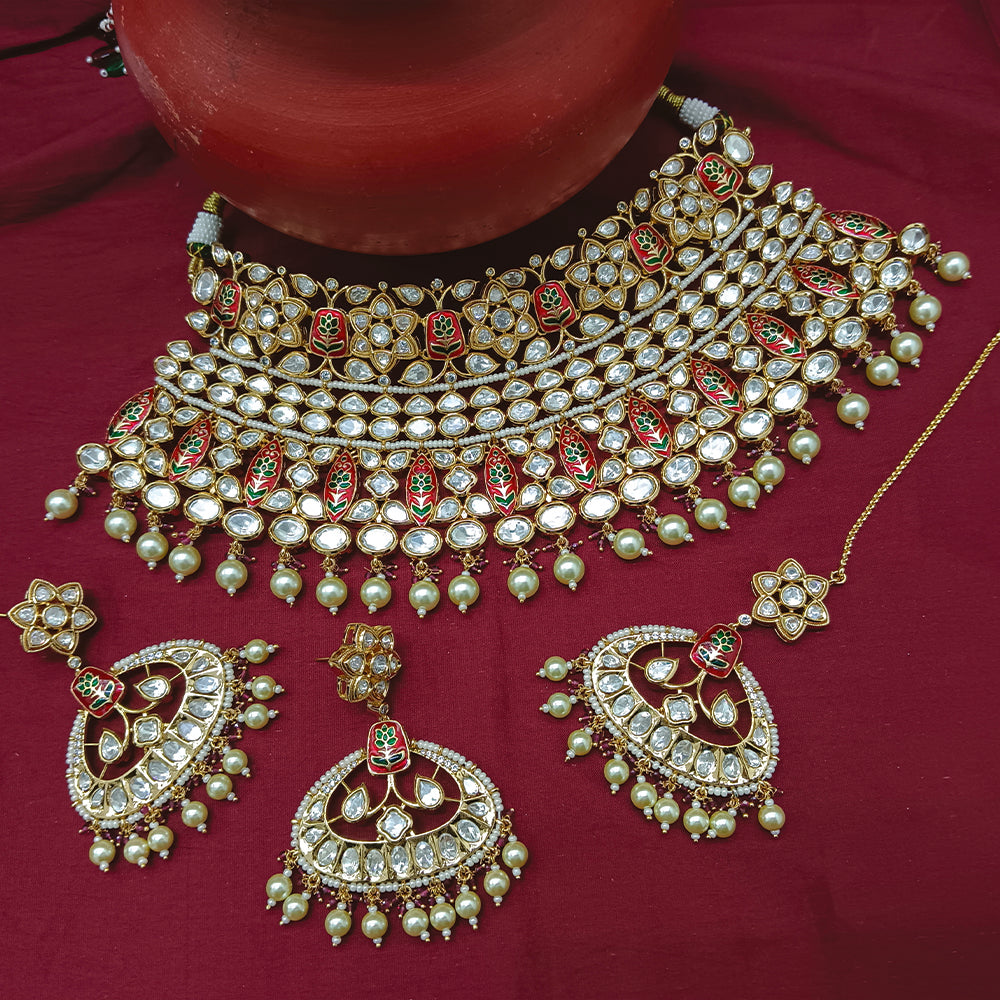 Arham Designer Polki Kundan Necklace Set with Premium Glamorous Finish