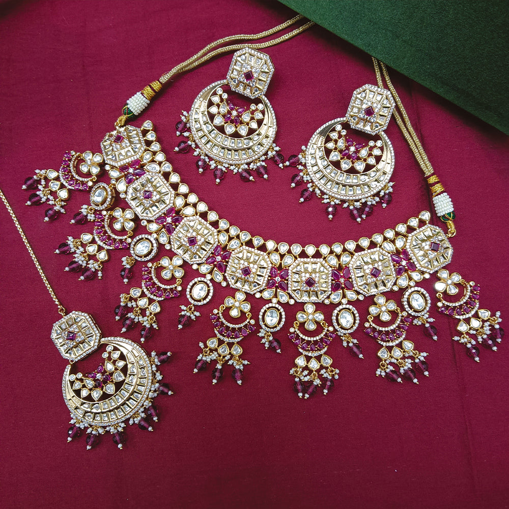 Arham Designer Polki Kundan Necklace Set with Premium Glamorous Finish