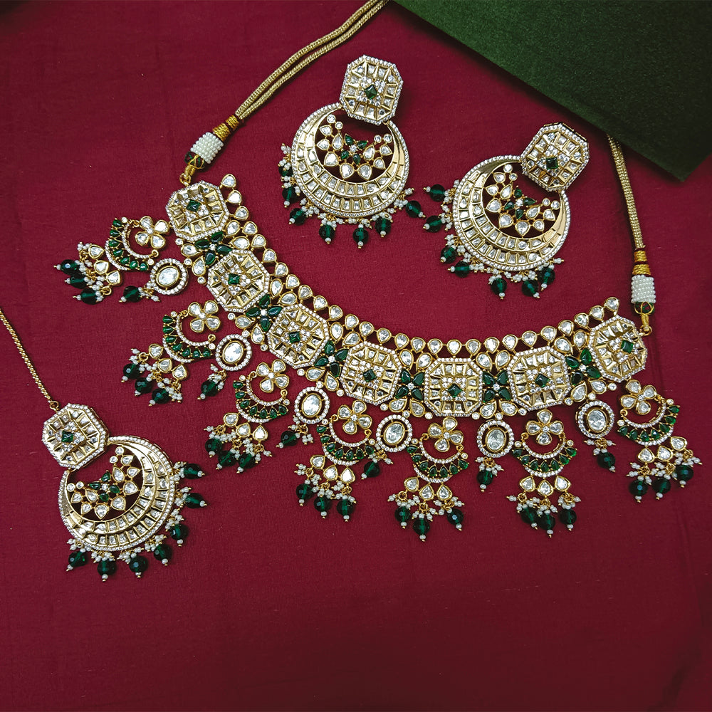 Arham Designer Polki Kundan Necklace Set with Premium Glamorous Finish