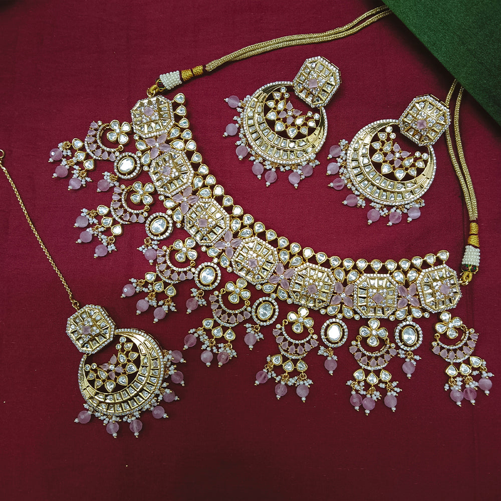 Arham Designer Polki Kundan Necklace Set with Premium Glamorous Finish